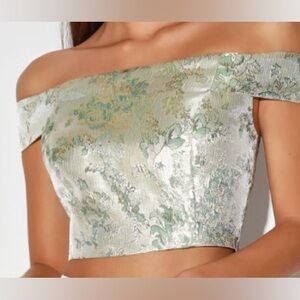 Lulu's Green Off-the-Shoulder Crop Top